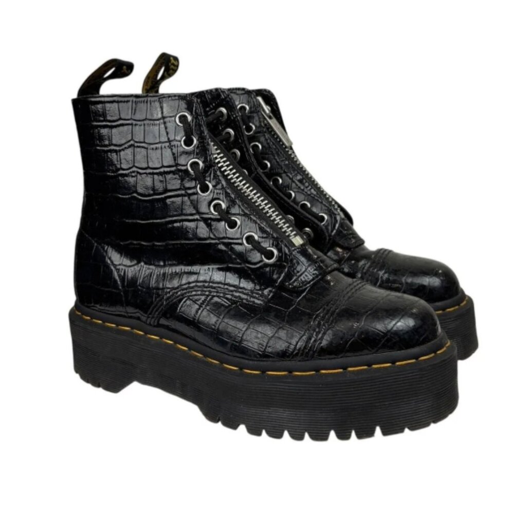 Doc Martens Sinclair Croc Embossed Platform Combat Boot